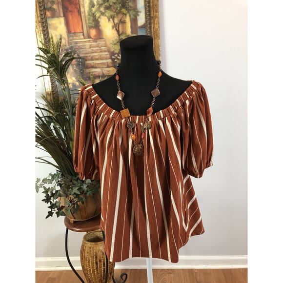 By Anthropology Women Blouse Small Off Shoulder Short Sleeve Boho Barbiecore Y2K - Picture 2 of 9